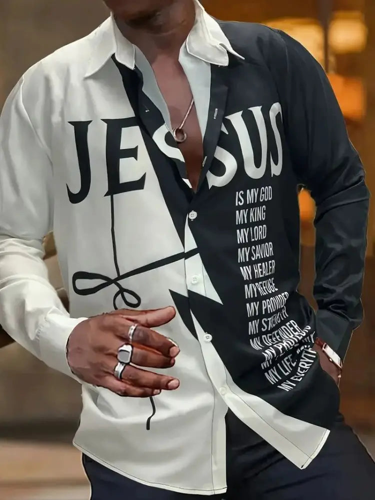 European And American Spring And Autumn Leisure Personalized Trendy Men Long Sleeve 3D Printed Shirt