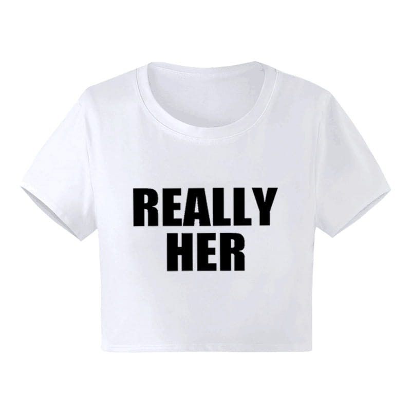 Fashion Letter Pattern Printed Short Top Navel T-shirt