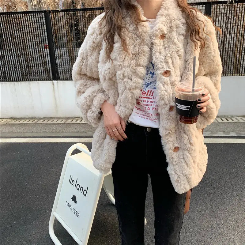 Faux Lamb Fur Coat Slimming Top