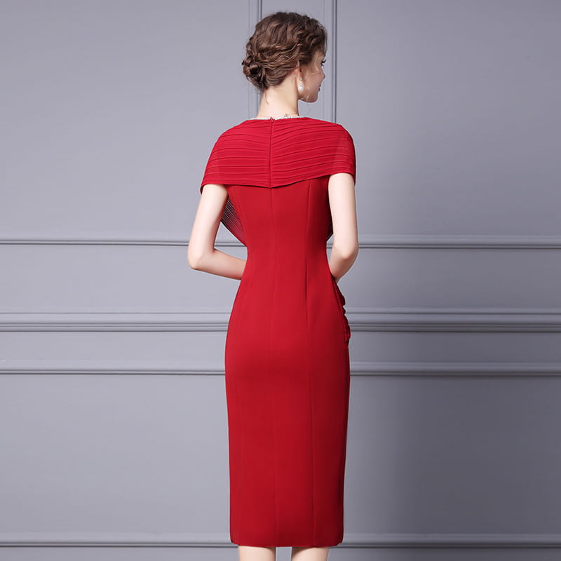 Slim Waist Length Skirt Red