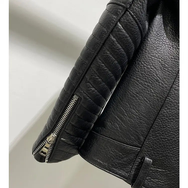 Men’s Sheep Bubble Cropped Leather Jacket