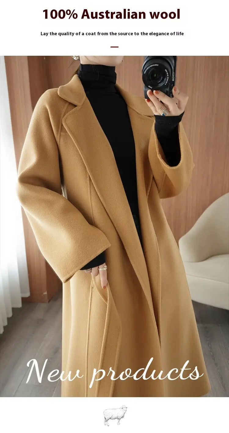 Reversible Cashmere Coat Women’s Mid-length Loose Over Knee Coat