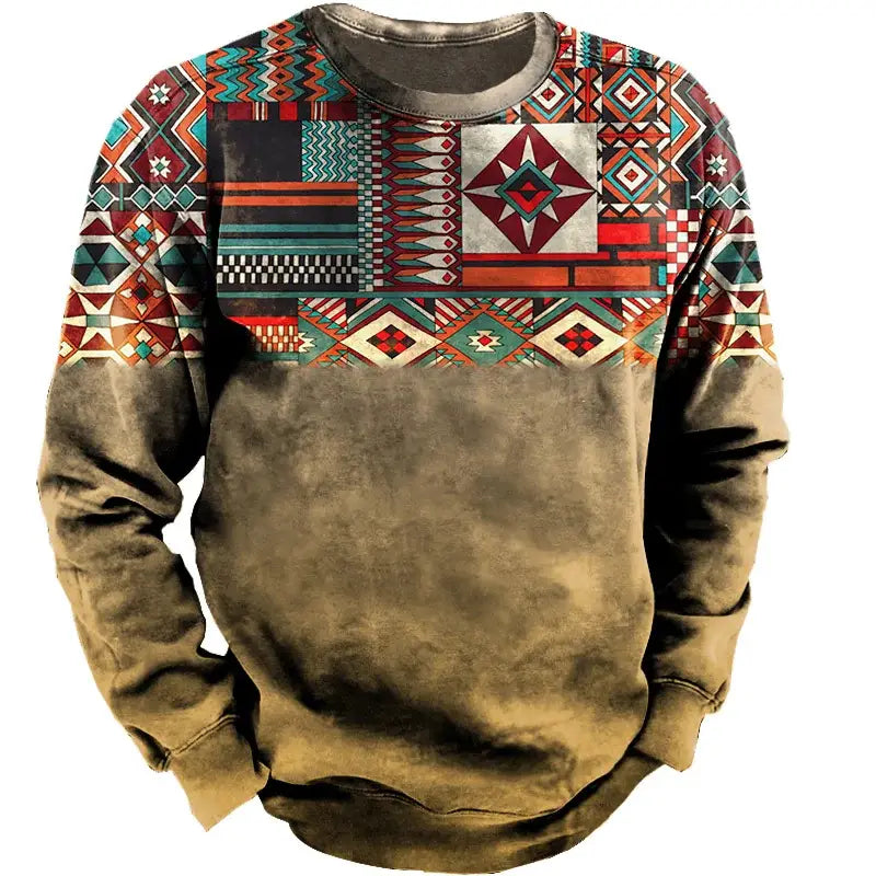 Men’s Casual Round Neck Long Sleeve Printing