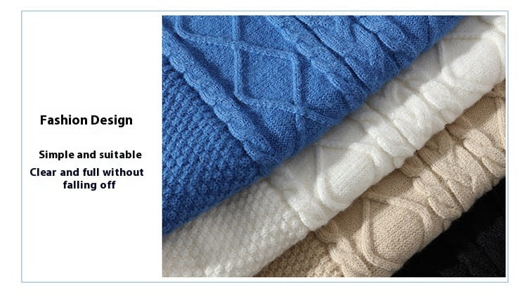 Men’s Solid Color Sweater Hong Kong Style Loose Fashion Twisted Flower