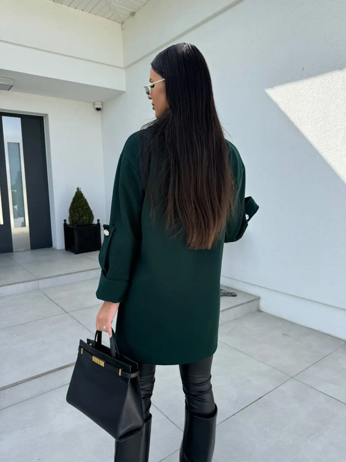 Winter Solid Color Fashion All-match Double-breasted Woolen Coat Women’s Clothing