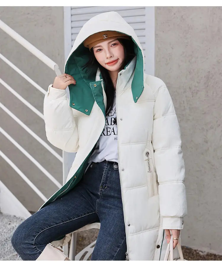 Winter Loose Down Cotton-padded Coat Women’s Coat Mid-length Thickened