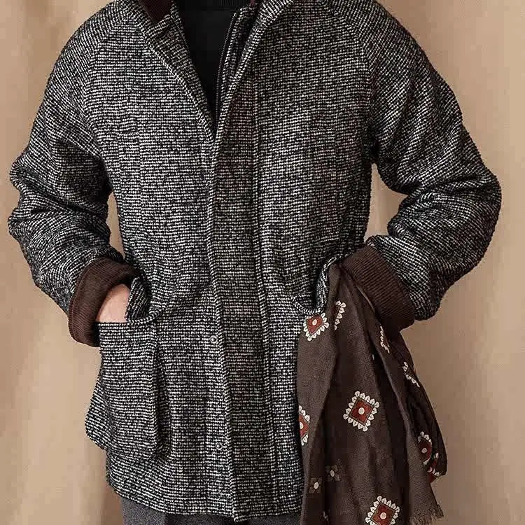 Wool Heavy Winter Warm Coat Vintage Stand Collar