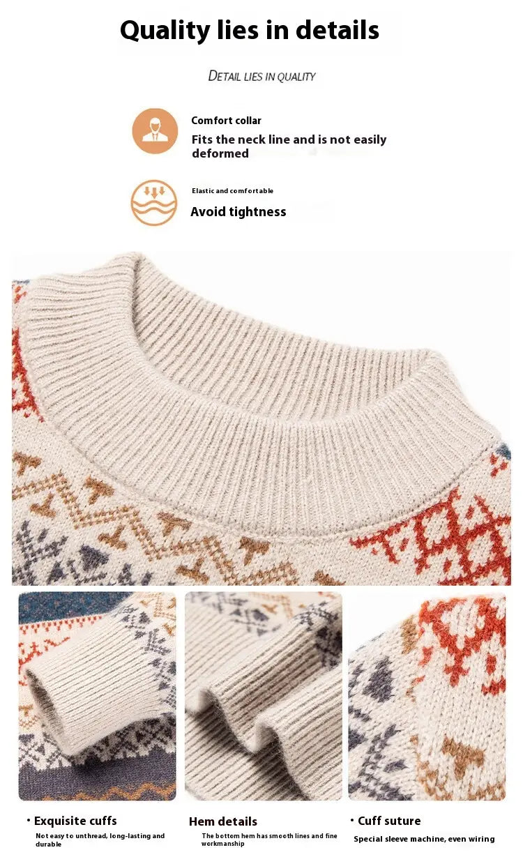 Men’s Pullover Thickened Striped Sweaters Bottoming Shirt