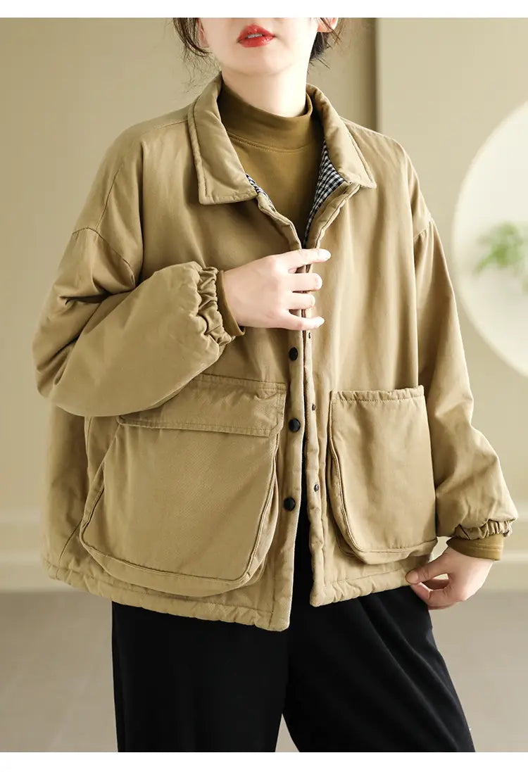 Women’s Thickening Plus Size-pocket Loose And Warm Cotton-padded Jacket