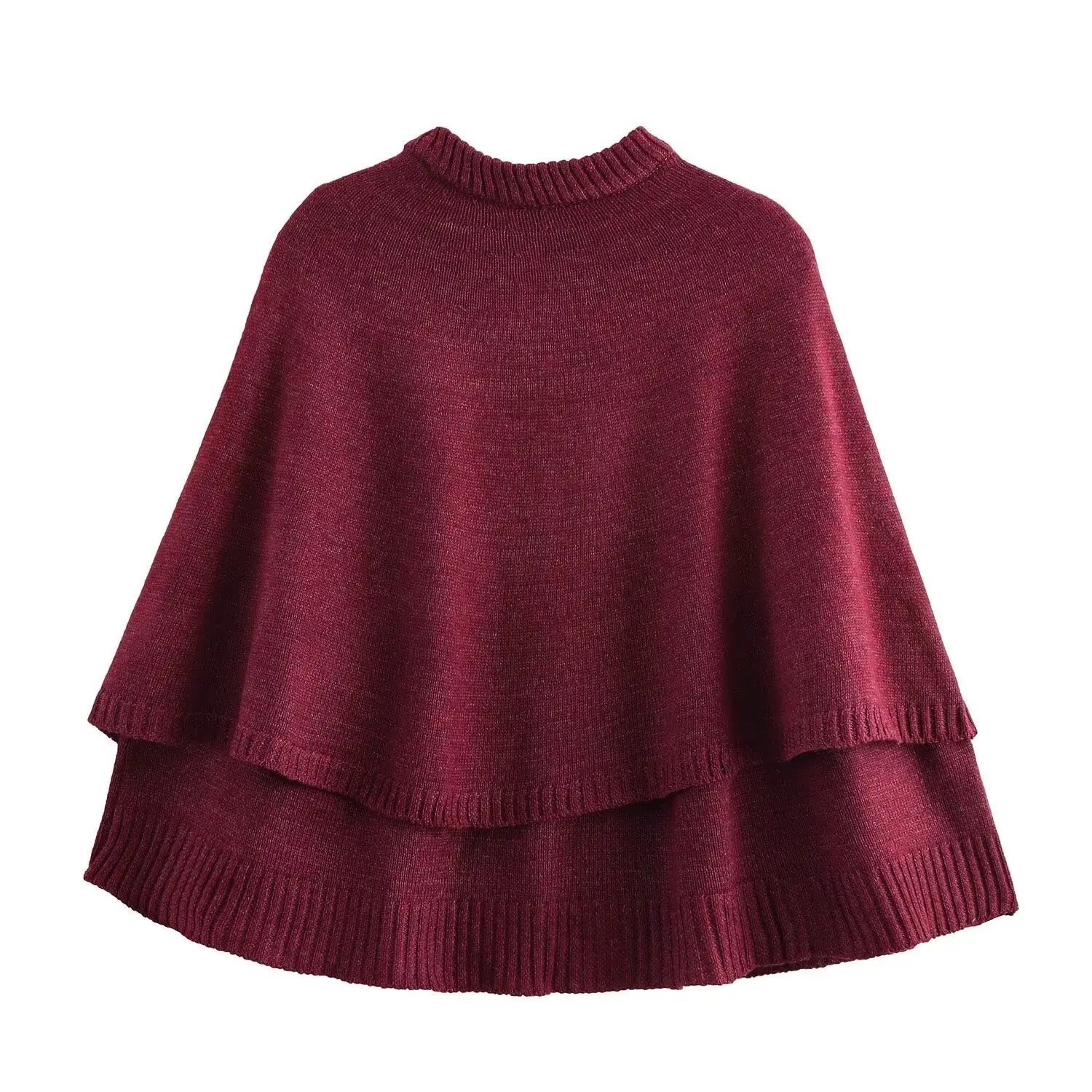 All-match Cloak Design Round Neck Knitted Coat