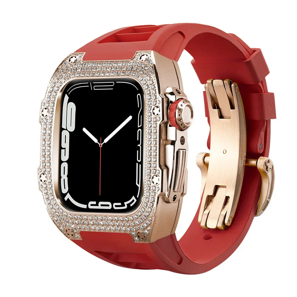 Diamond Encrusted Black Shell Silver Rose Gold Strap Collection
