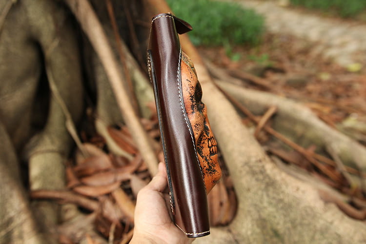 Cowhide Skull Ghost Head Men’s Zipper Wallet