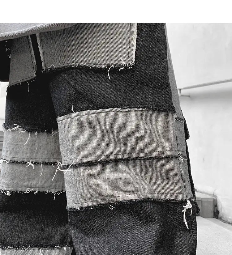 Fringed Patch Lounge Pants Jeans Wide Leg