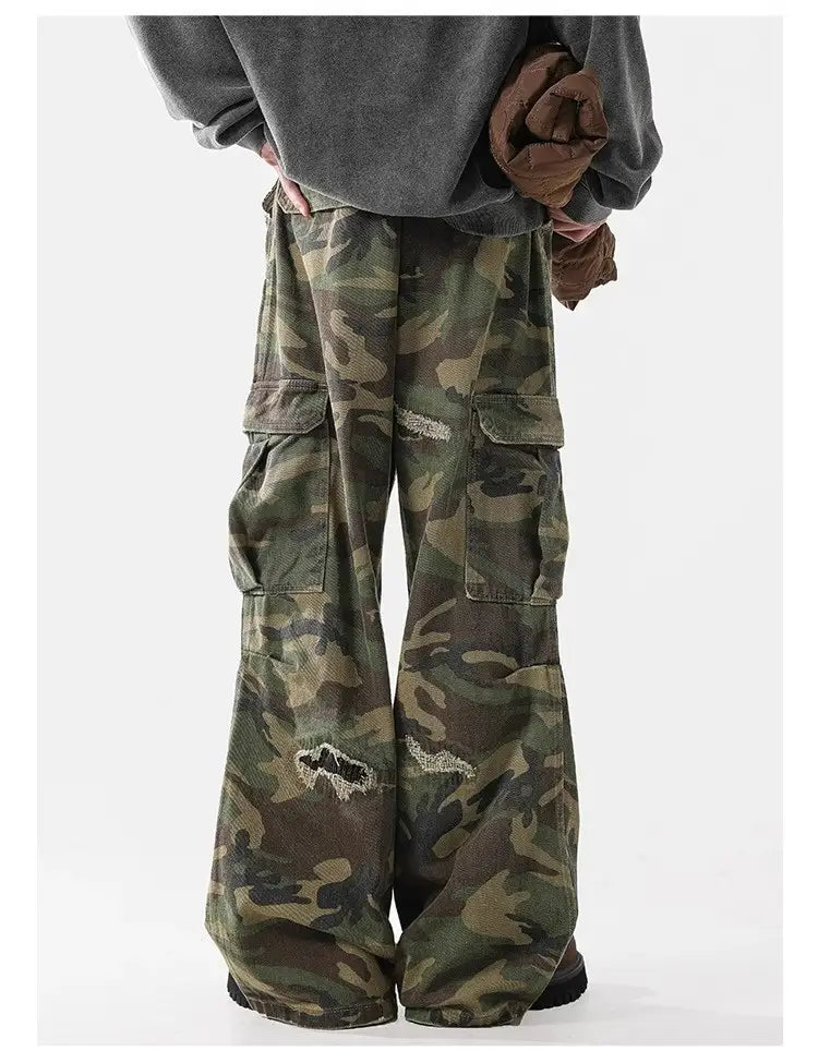 Men’s American Casual Loose Hole Camouflage Pants