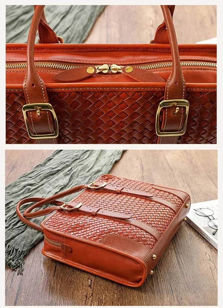 Women’s Hand-woven Handbag Vegetable Tanned Full-grain Leather Cowhide