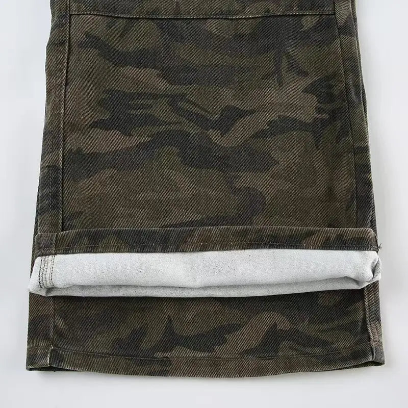 Loose Camouflage Workwear With Pocket Jeans