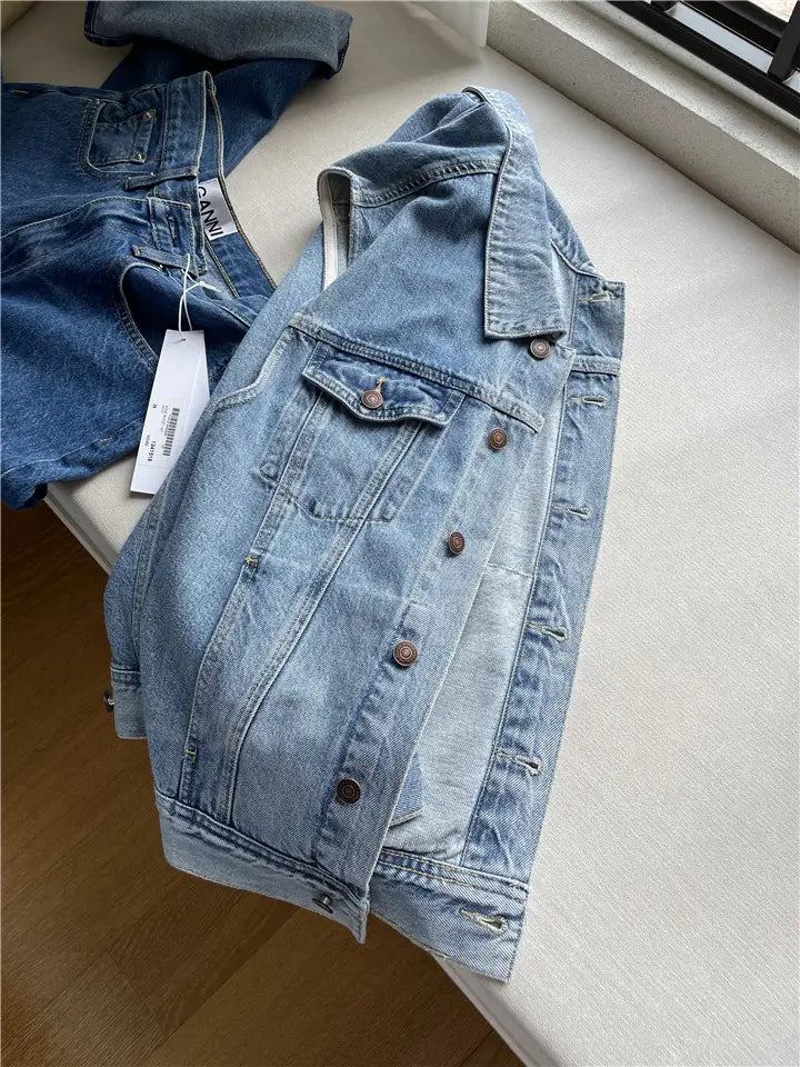 Ladies Denim Vest Loose Sleeveless Jacket Casual