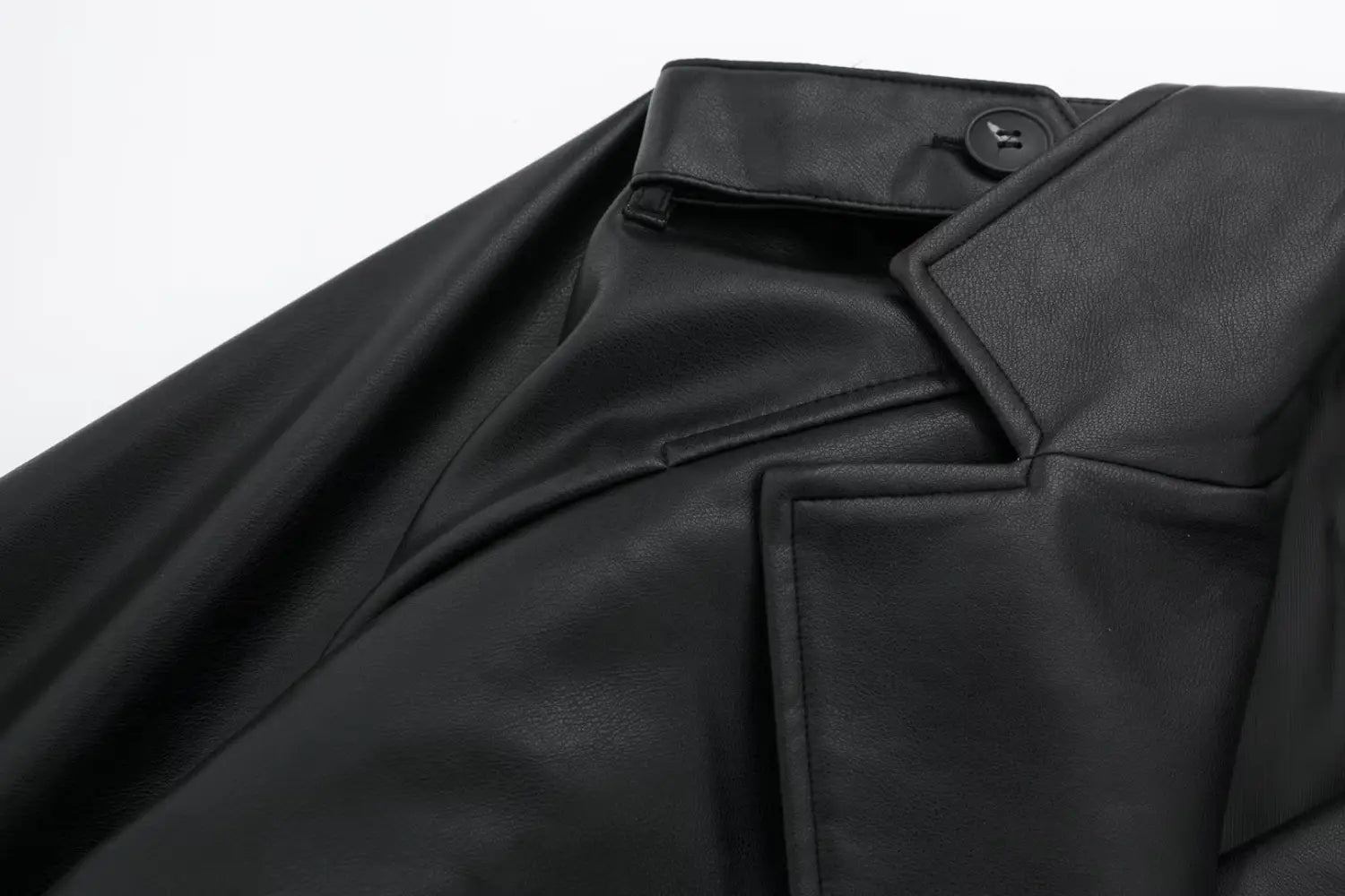 Autumn New European And American Leisure Imitation Leather Loose Short Trench Coat