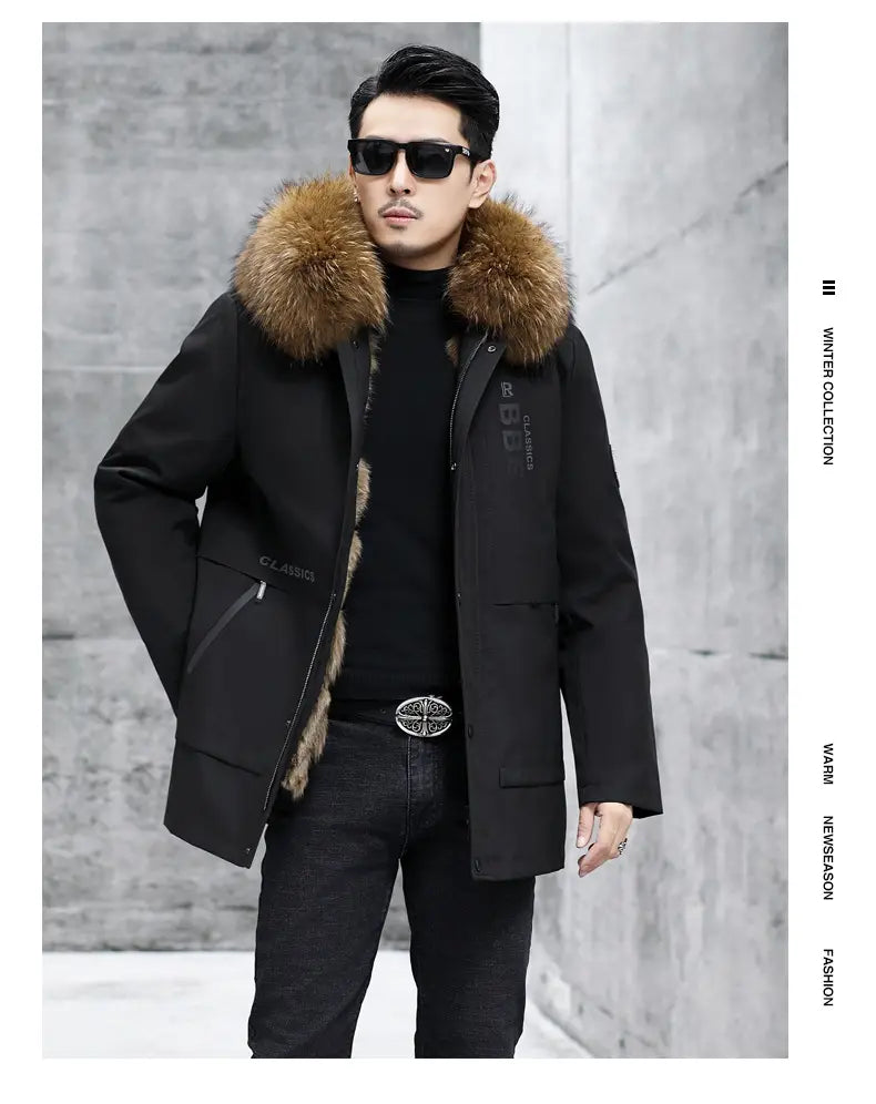 Fox Inner Pot Raccoon Hair Collar Fur Coat