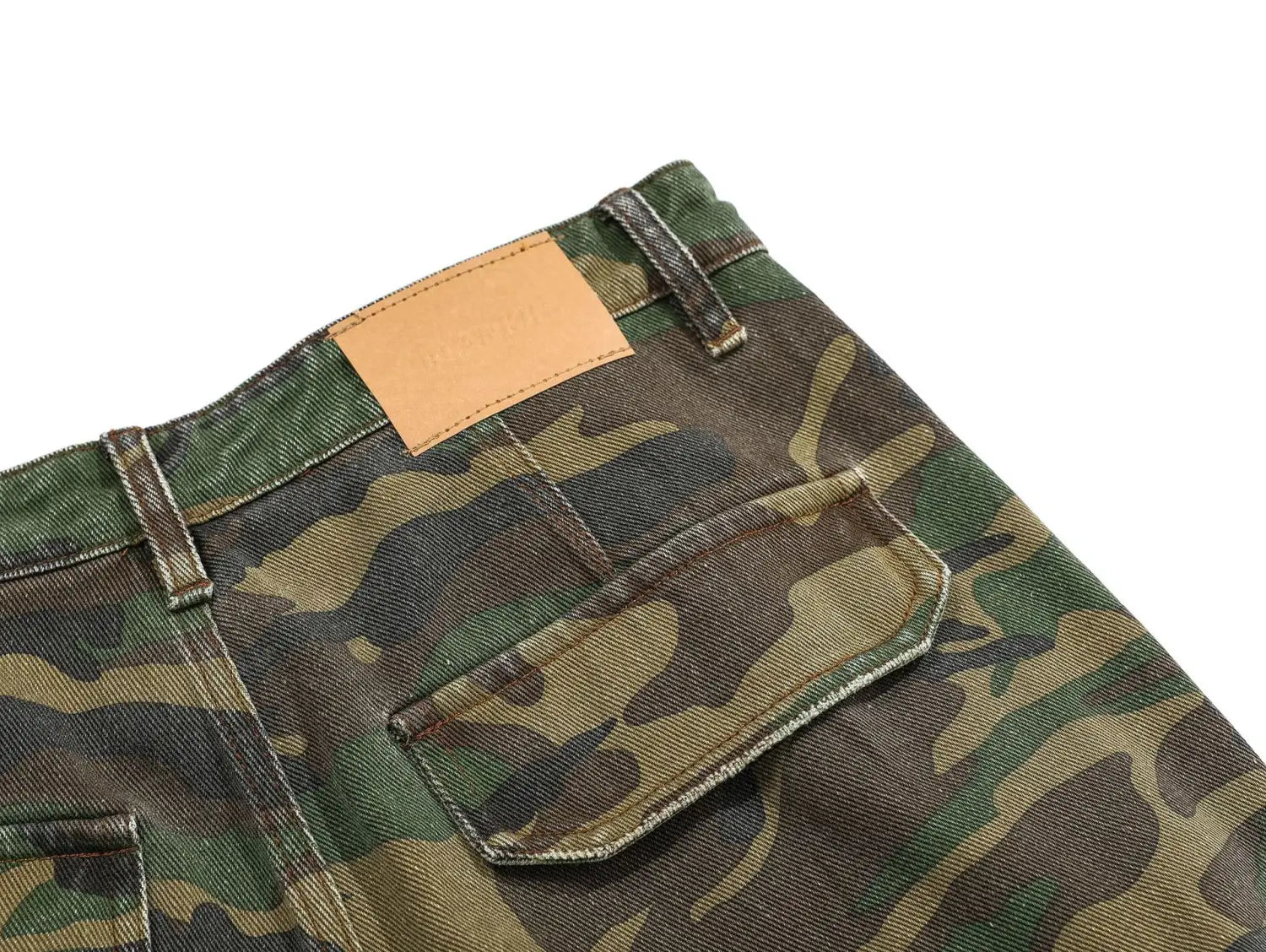 Retro Tattered Jeans Personalized Camouflage Workwear Casual Pants