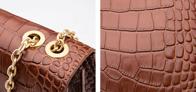 Dark Brown Leather Lock Bag Luxury Clothing for Men and Women