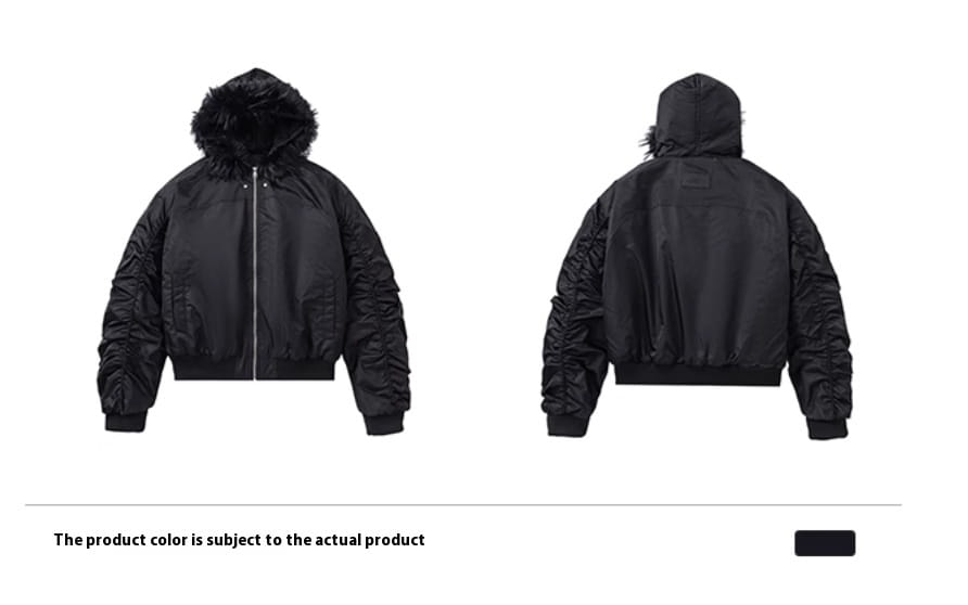 Short Fur Collar Coat Padded Hooded Cotton Coat