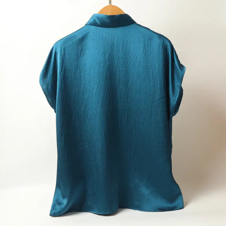 Pearl Satin Shirt Reverse Collar Single-breasted