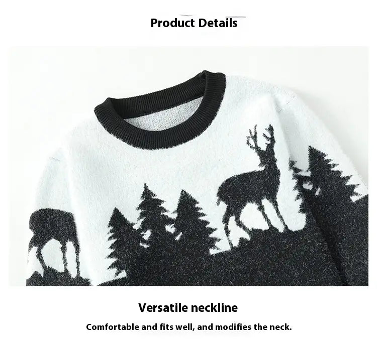 Men’s Round Neck Jacquard Pullover Sweater