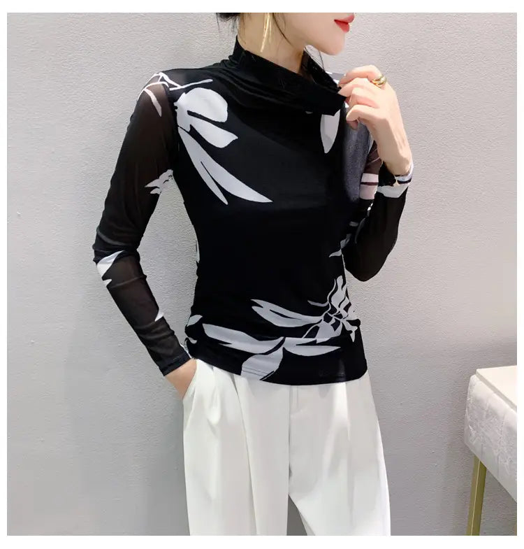 Women’s Long Sleeve Autumn And Winter Ocean Graceful Slim-fit Tops
