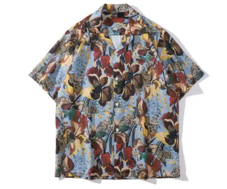 Colorful Print Shirt Unisex Loose Rock