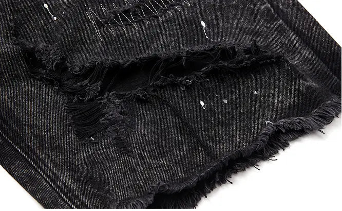High Street Patch Ripped Washed Distressed Men’s Denim Shorts