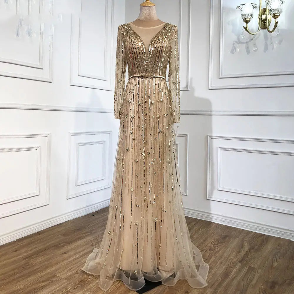 Temperament Luxury High-end Beaded Evening Dress Banquet Skirt