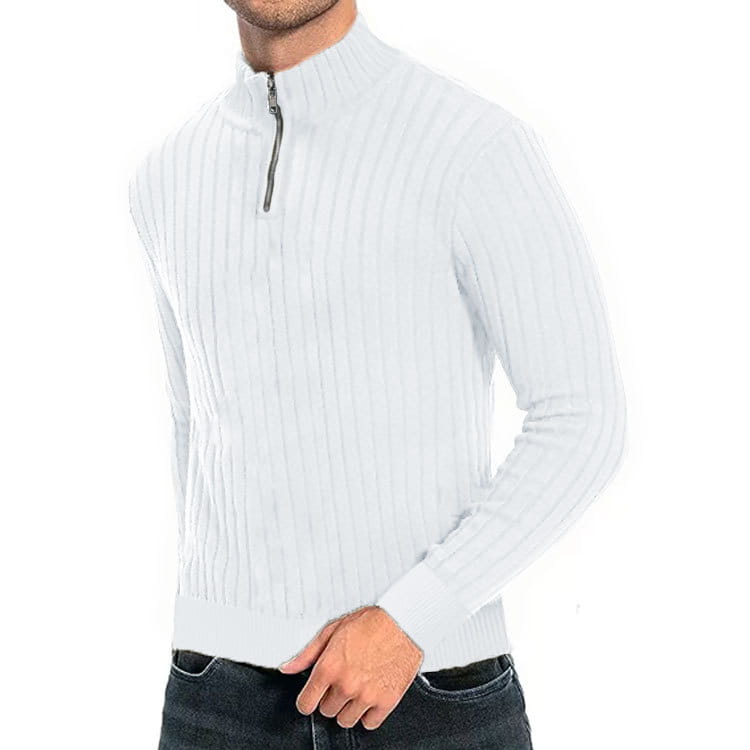 Leisure Pullover Men’s Half-high Collar Zip Sweater