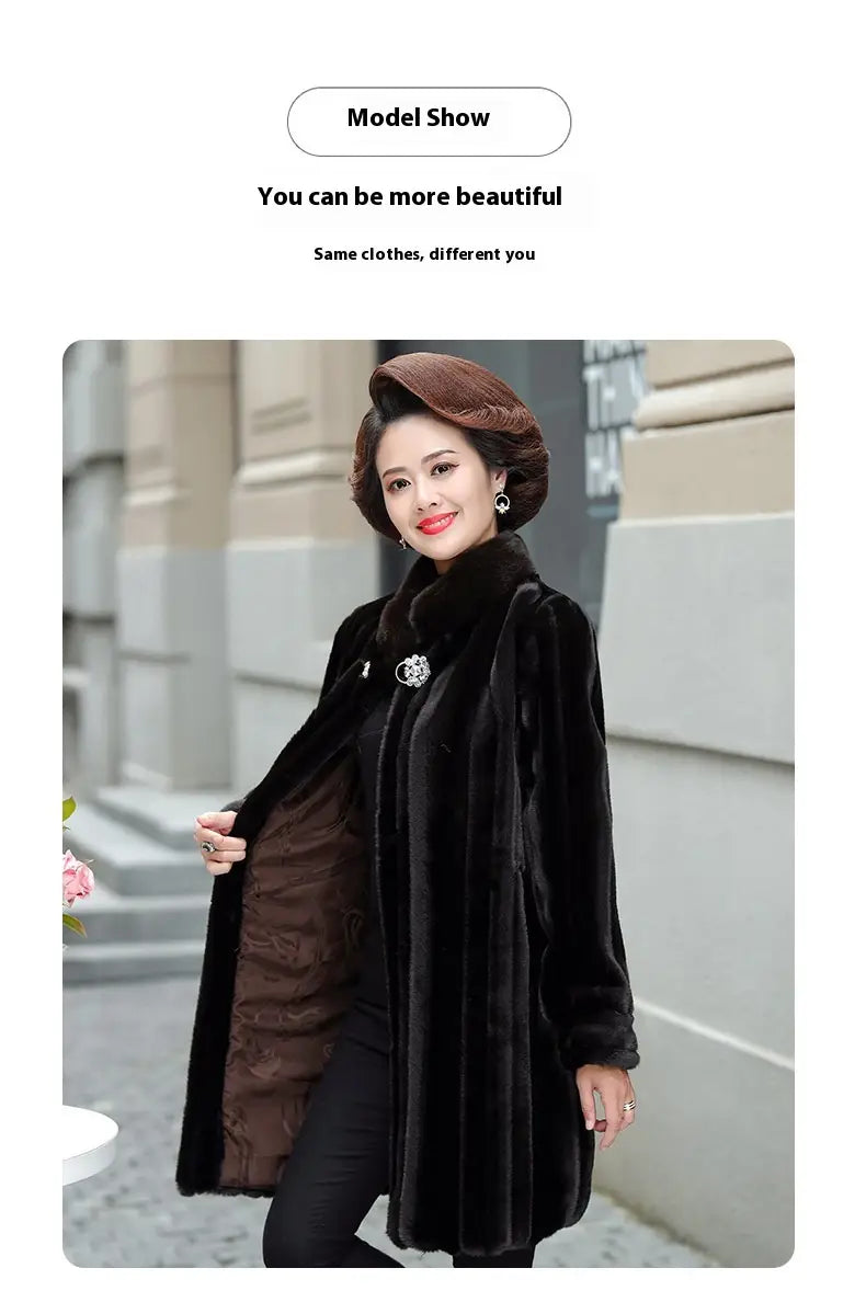 Loose Plus Size Leather Fur Coat Warm Mink Long Fashion
