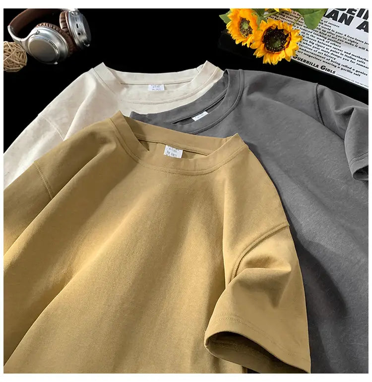 Stone Washed Ice-feeling Tencel Cotton Ice Silk Short Sleeve T-shirt