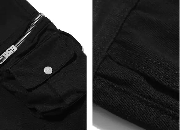 Multi-pocket Double Zipper Pocket Overalls Men’s Slim High Street