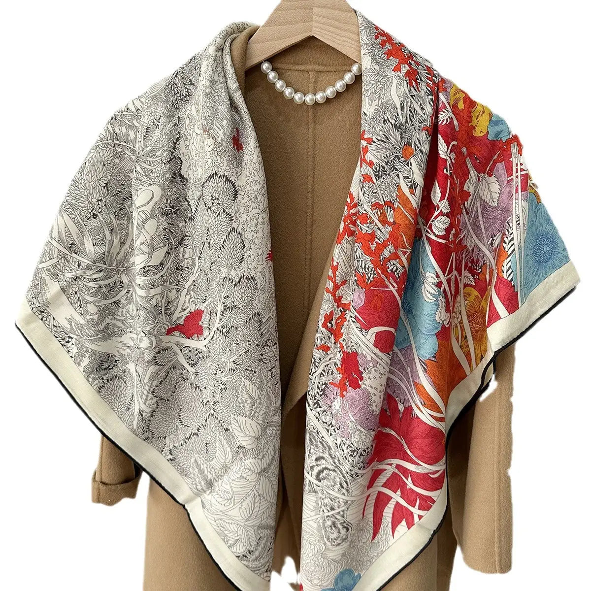 Return To Nature Duplex Printing Silk Wool Scarf