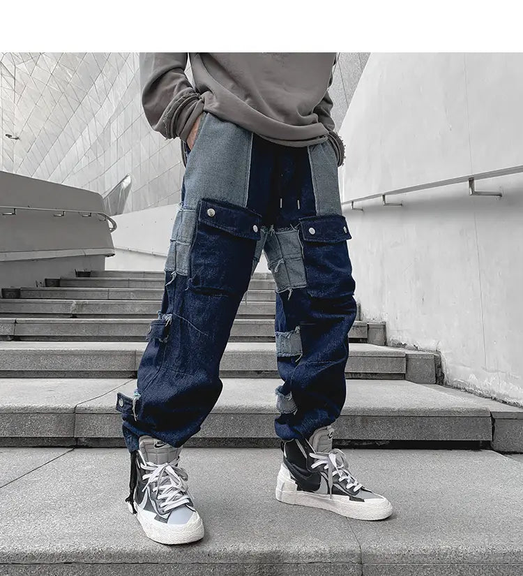 Fringed Patch Lounge Pants Jeans Wide Leg