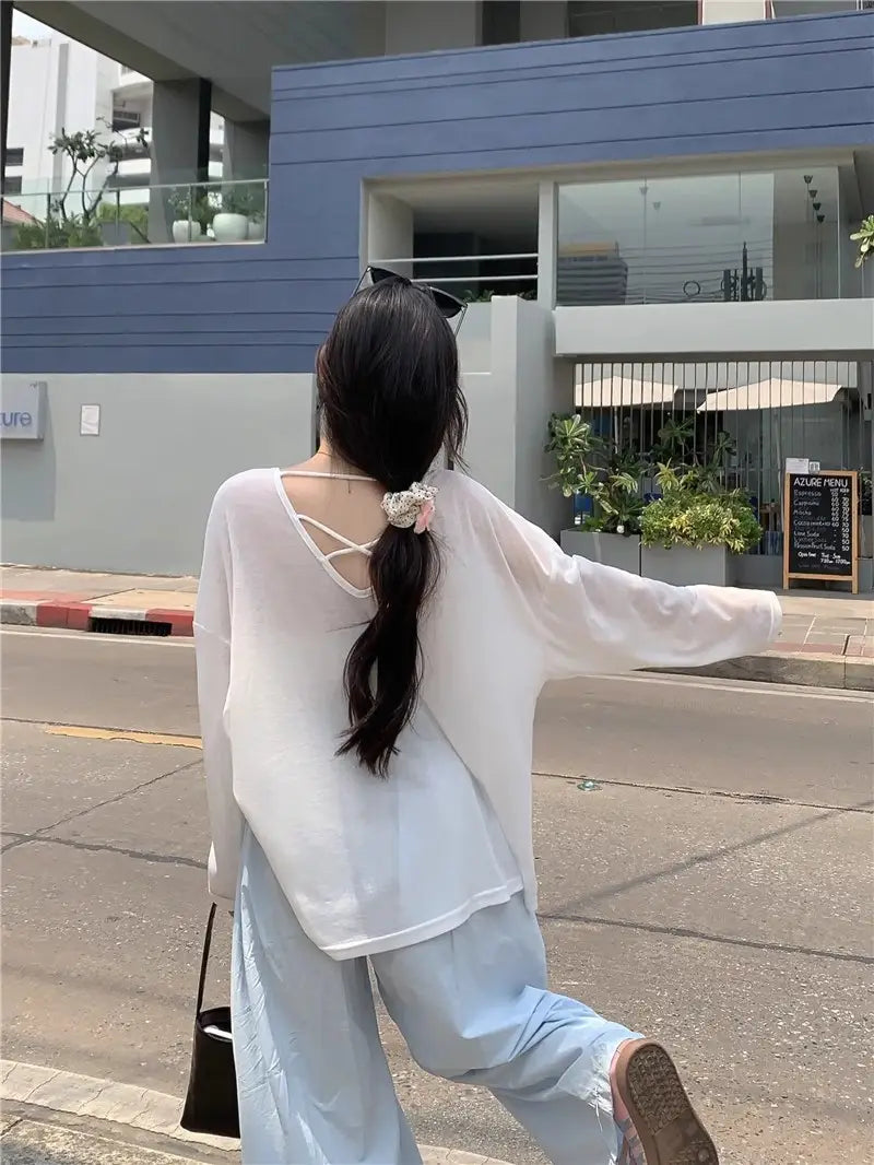 Blue Sweet Hot Girl Sun Protection Top