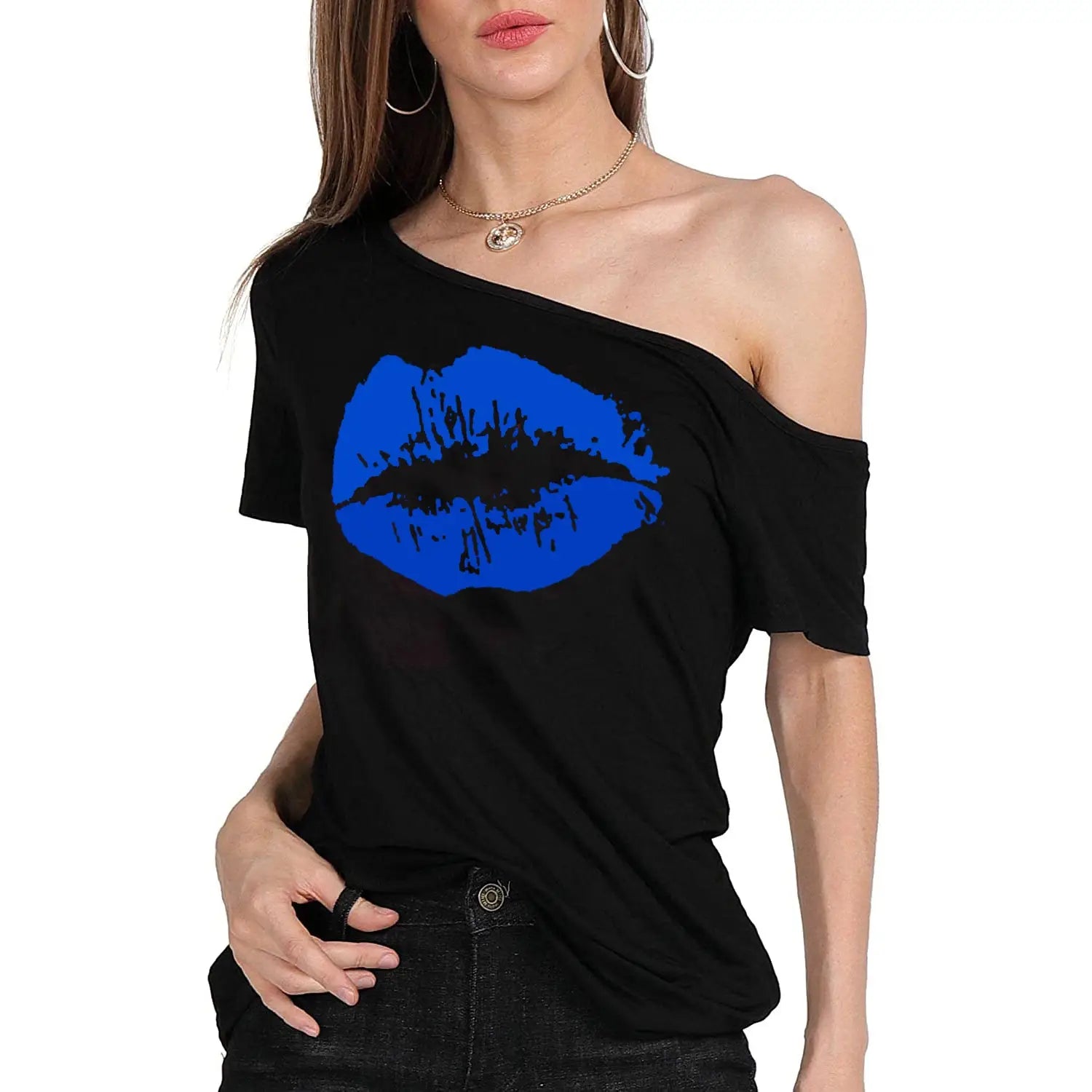Women’s Loose Shoulder Versatile Printed T-shirt