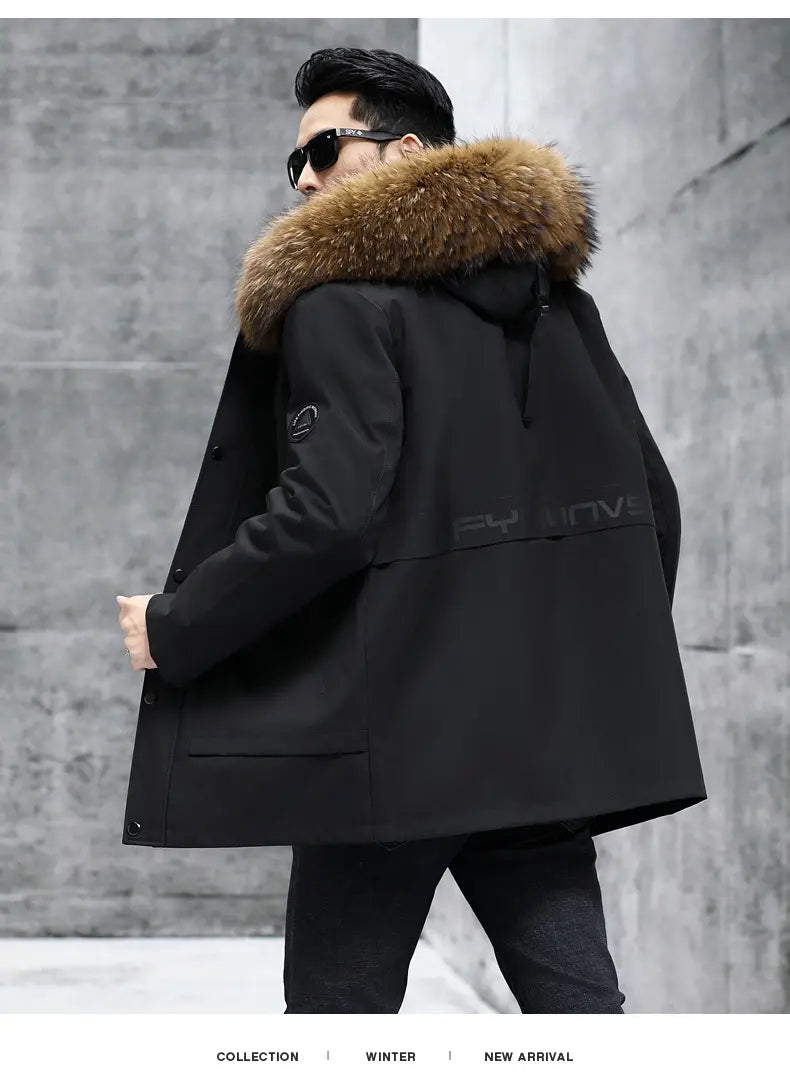 Fox Inner Pot Raccoon Hair Collar Fur Coat