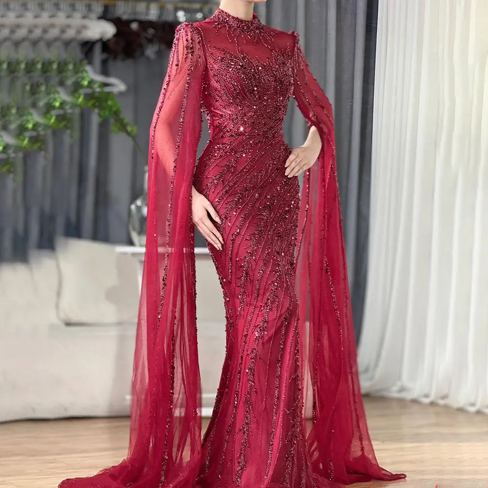 Elegant Flying Sleeves High-end Elegant Fishtail Banquet Host Dress