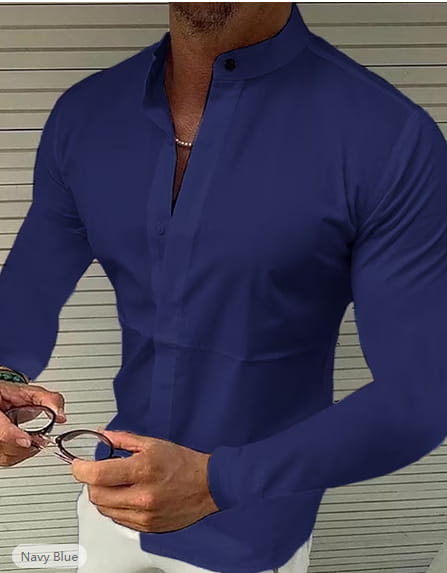Men’s Shirt Made Of Pure Colored Imitation Silk Fabric