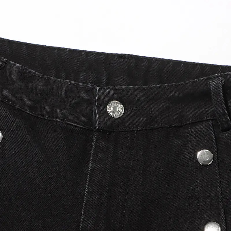 New Detachable Multi-button Design Irregular High Waist Jeans