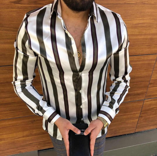 European And American Men’s Long-sleeved Shirt Casual Printing
