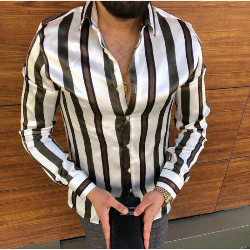 European And American Men’s Long-sleeved Shirt Casual Printing - YPM7172 / S