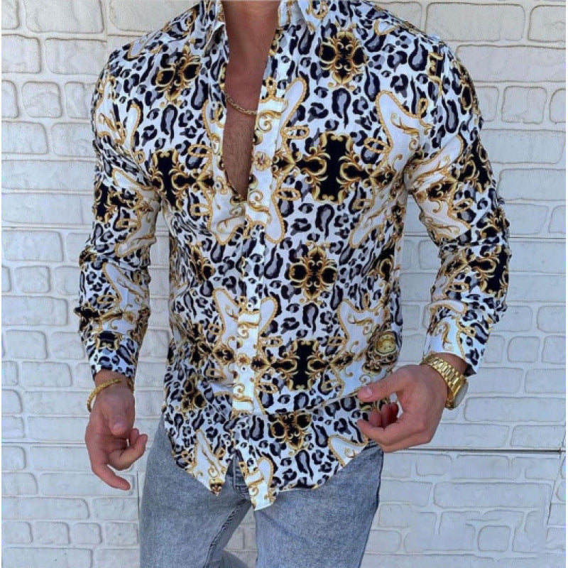 European And American Men’s Long-sleeved Shirt Casual Printing - YPM7178 / S