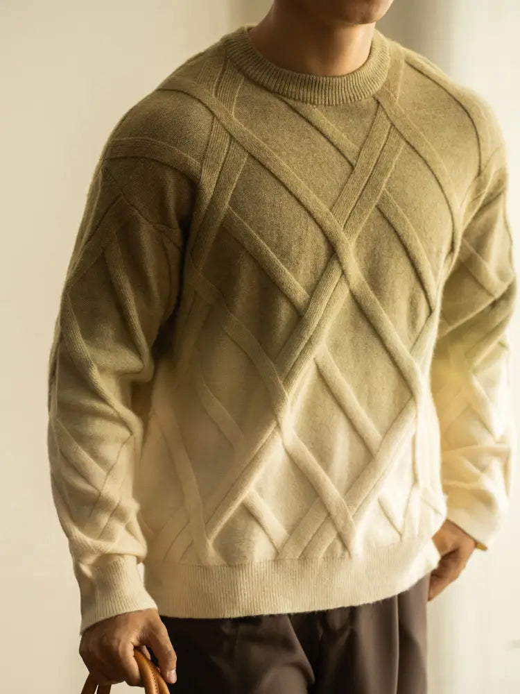 Diamond Lattice Jacquard Gradient Sweater