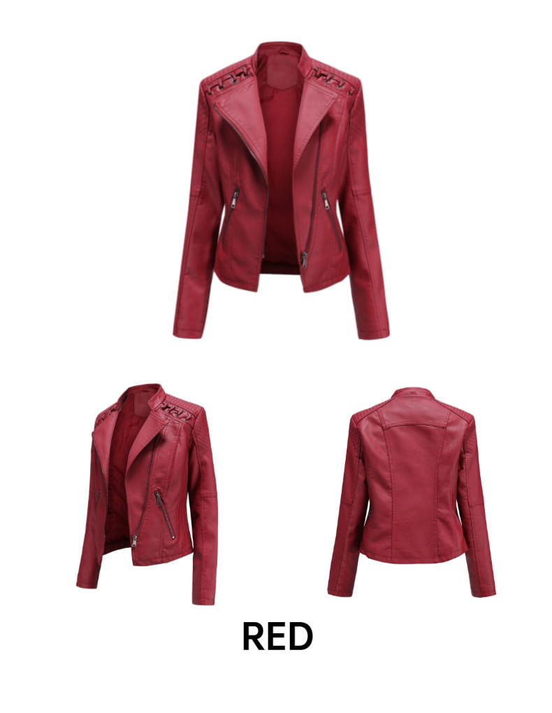 Slim Fit Thin Leather Coat Women’s Motorcycle Clothing