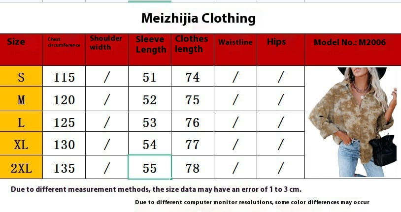 Corduroy Digital Printing Long Sleeve Buckle Loose Oversized Shirt